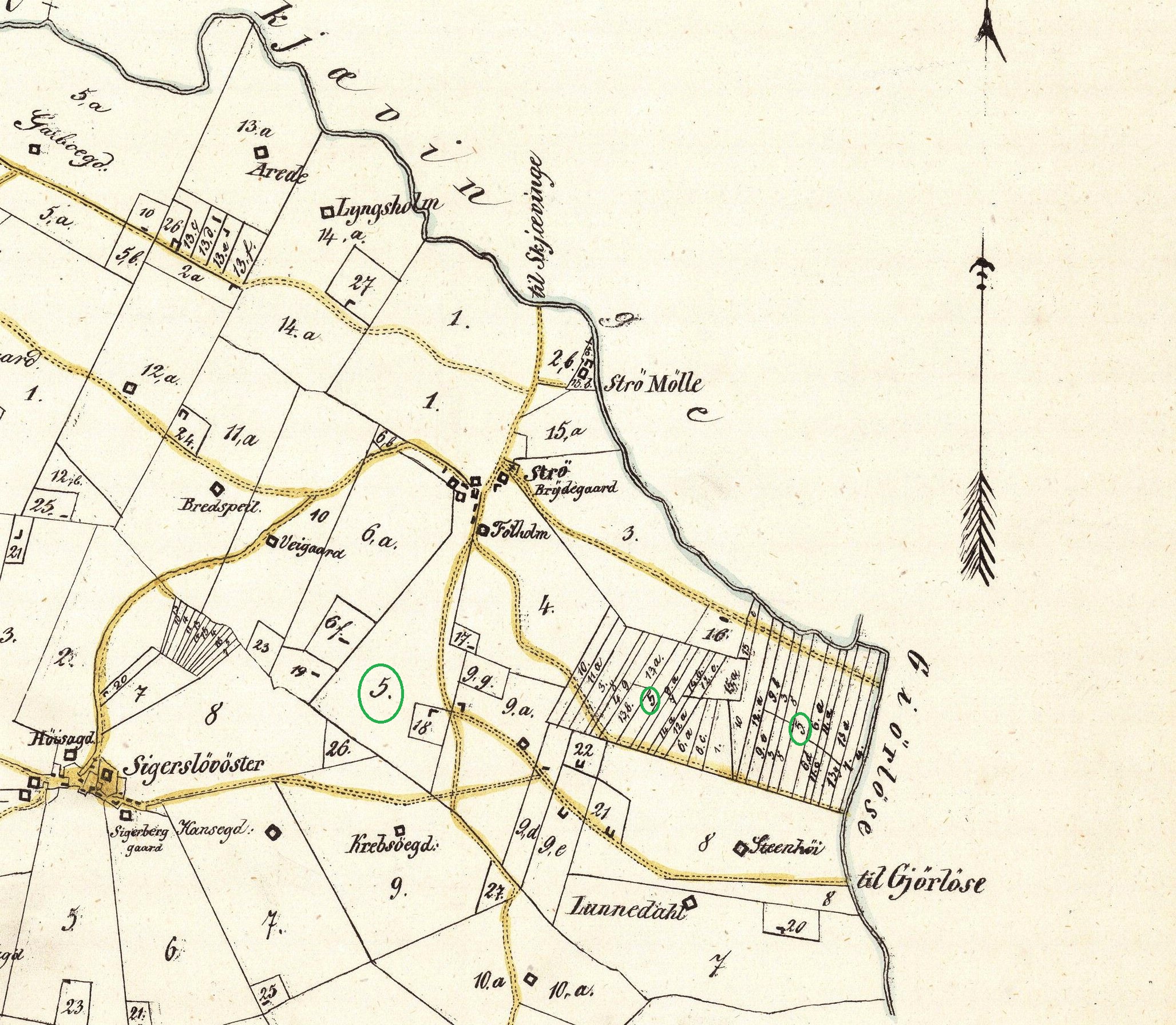 Hyllegaards arealer 1850