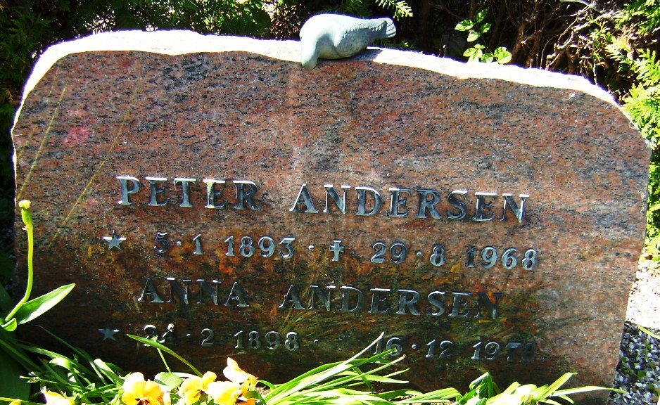 Anna og Peder Andersens gravsten Ll. Lyngby kirkegrd