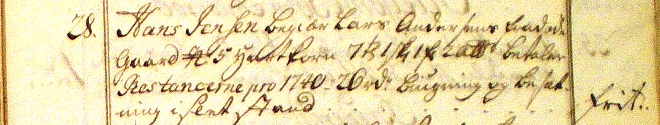 Fæste Designation 1741 - Hans Jensen