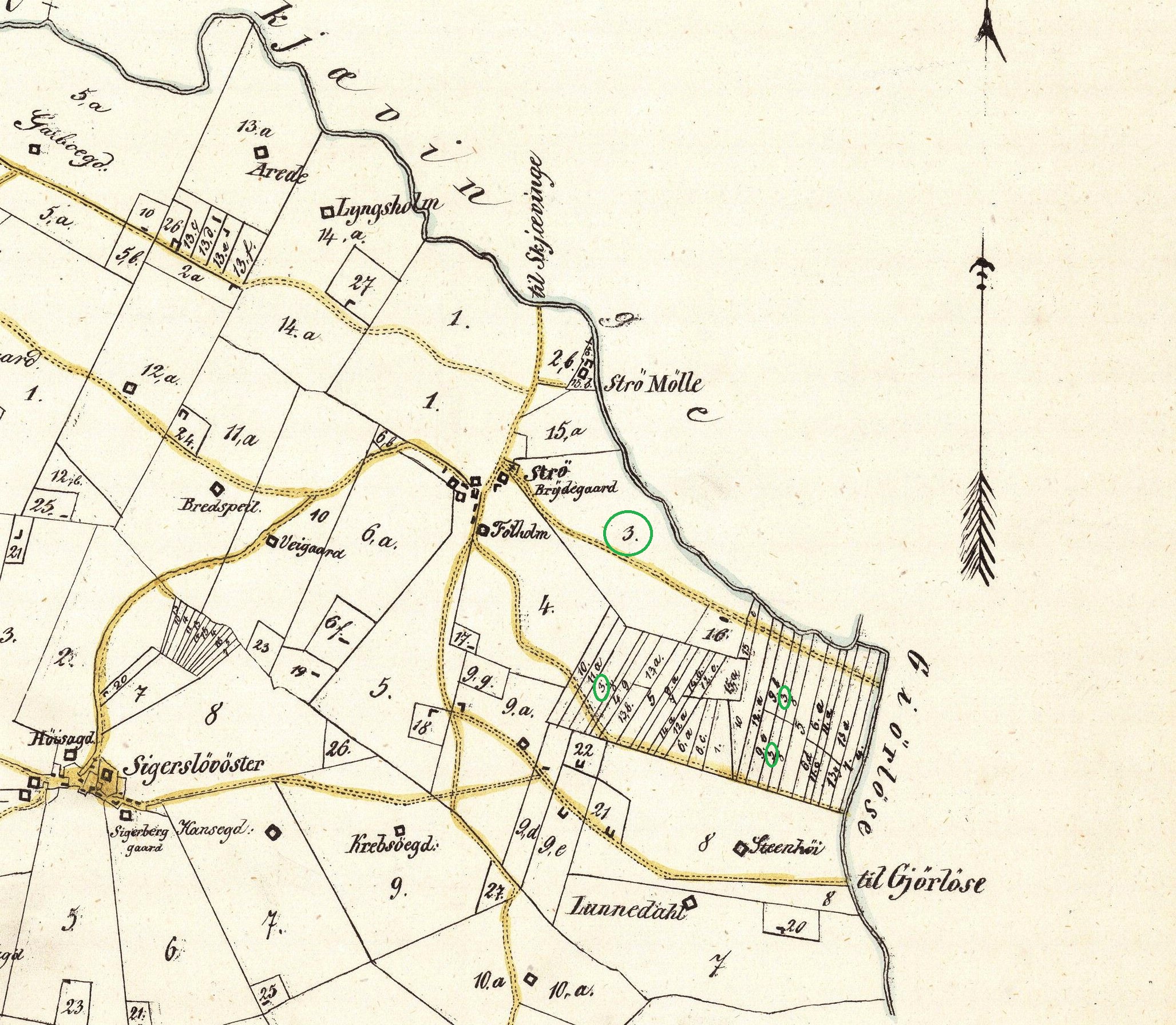 Brydegaards arealer 1850