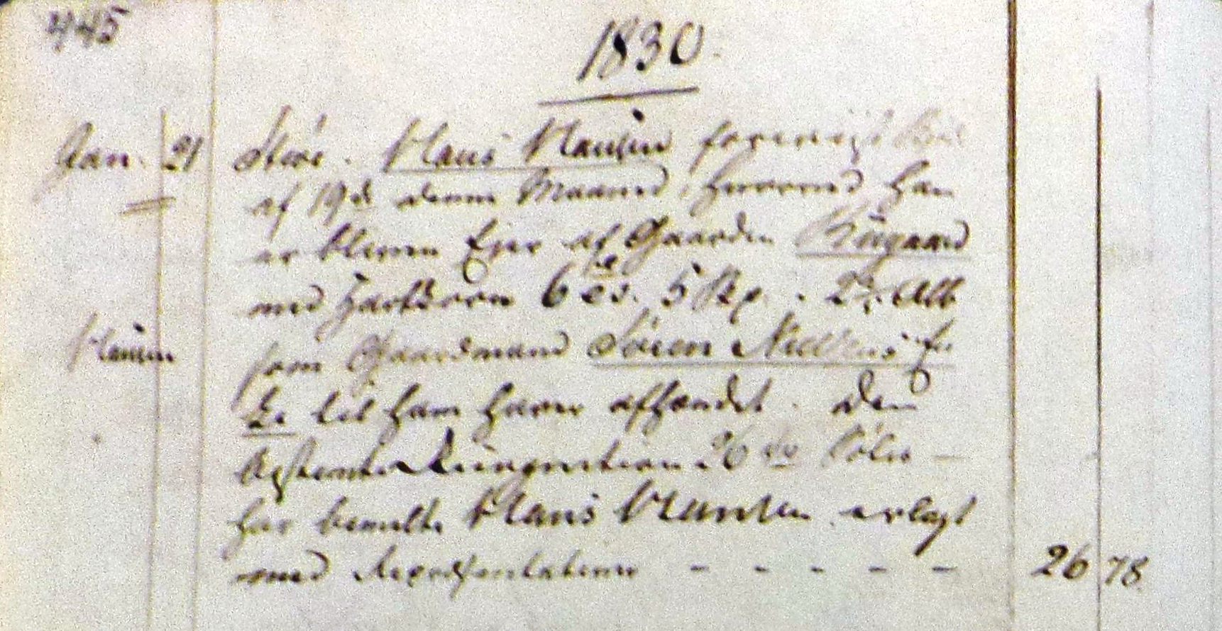 Fæste Designation 1830 - Hans Hansen